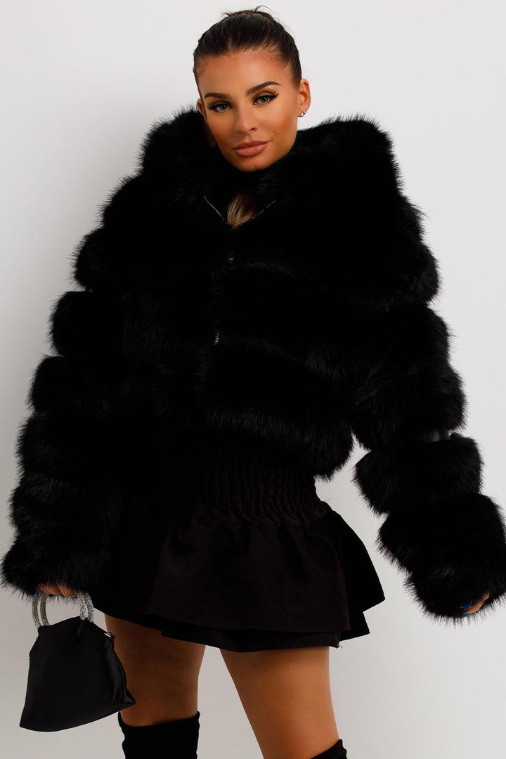 Loretta | Women’s faux fur jacket with hood