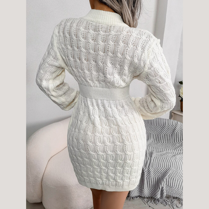 Sarah | Women’s slim cable knit mini sweater dress