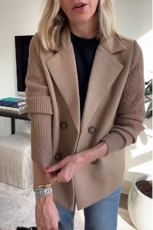 Indie | Women’s knit sleeve blazer with double-breasted and structured lapels