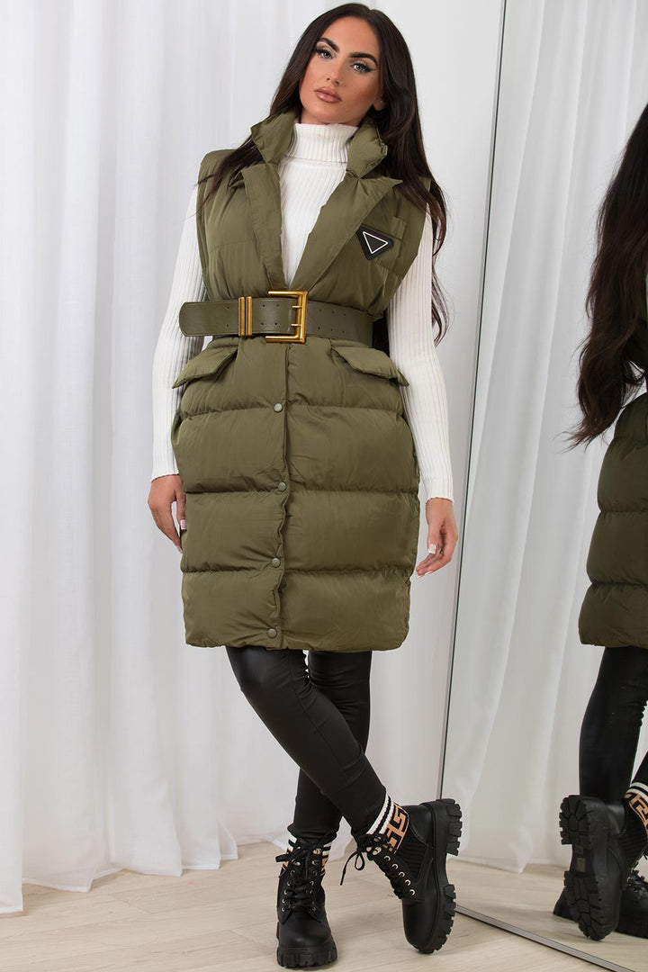 Briara | Women’s long puffer vest with belt