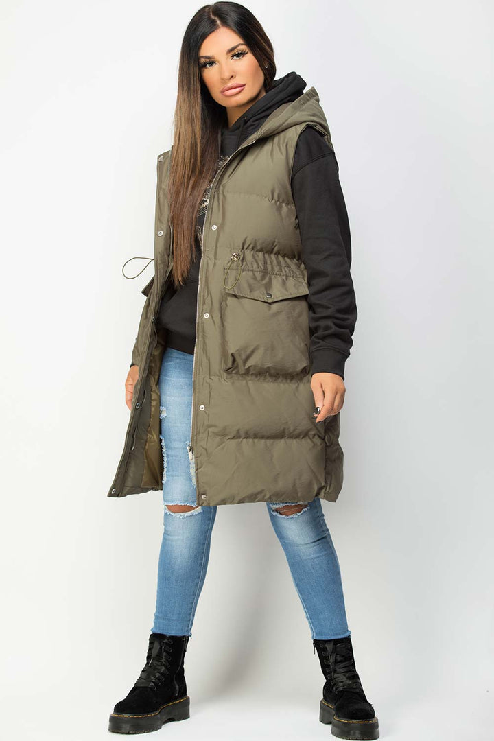 Alaiah | Women’s long padded gilet with hooded design