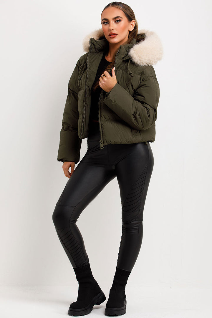 Aven | Women’s puffer jacket with faux fur hood