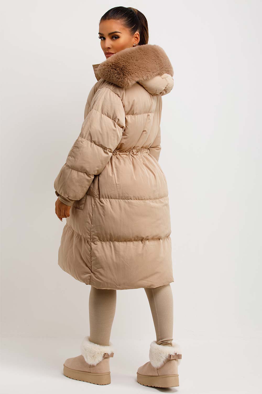 Brixton | Women’s long puffer coat with faux fur hood