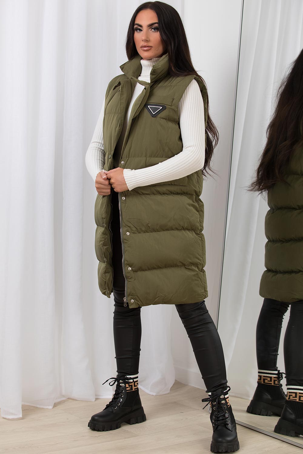 Briara | Women’s long puffer vest with belt