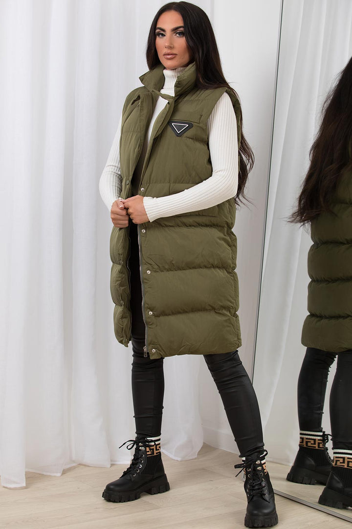 Briara | Women’s long puffer vest with belt