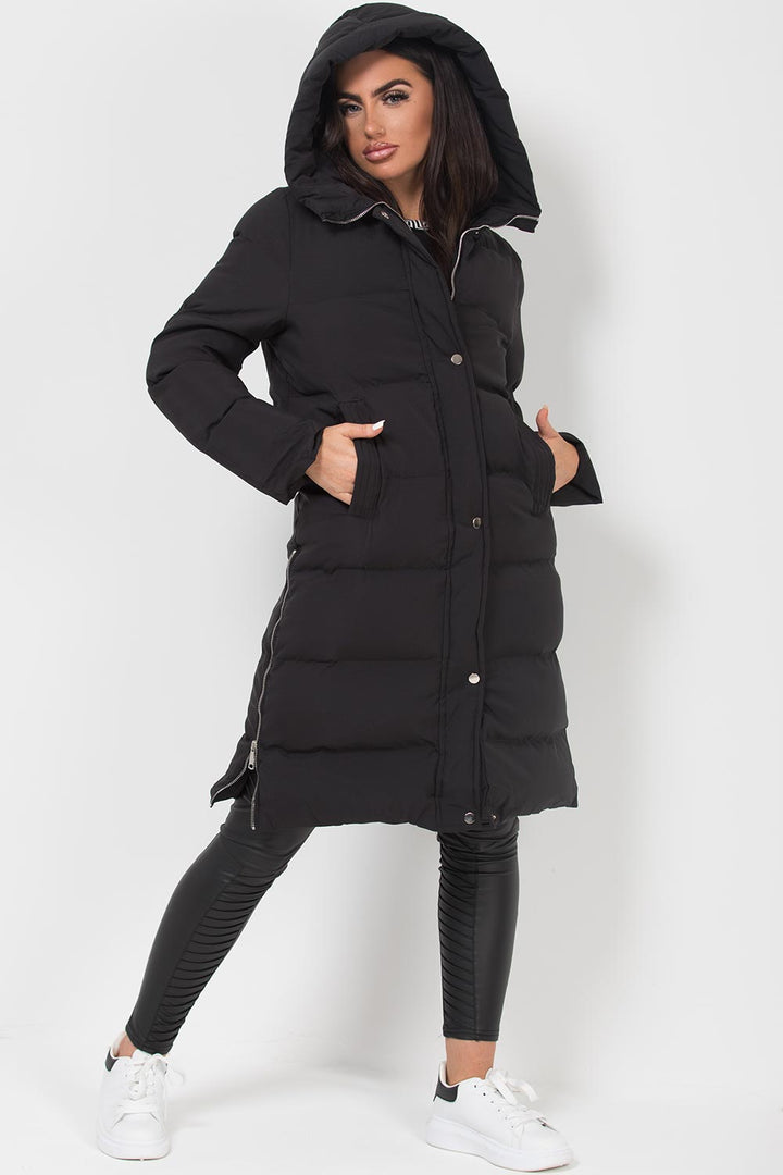 Alisanne | Women’s long puffer jacket with side-zip detailing