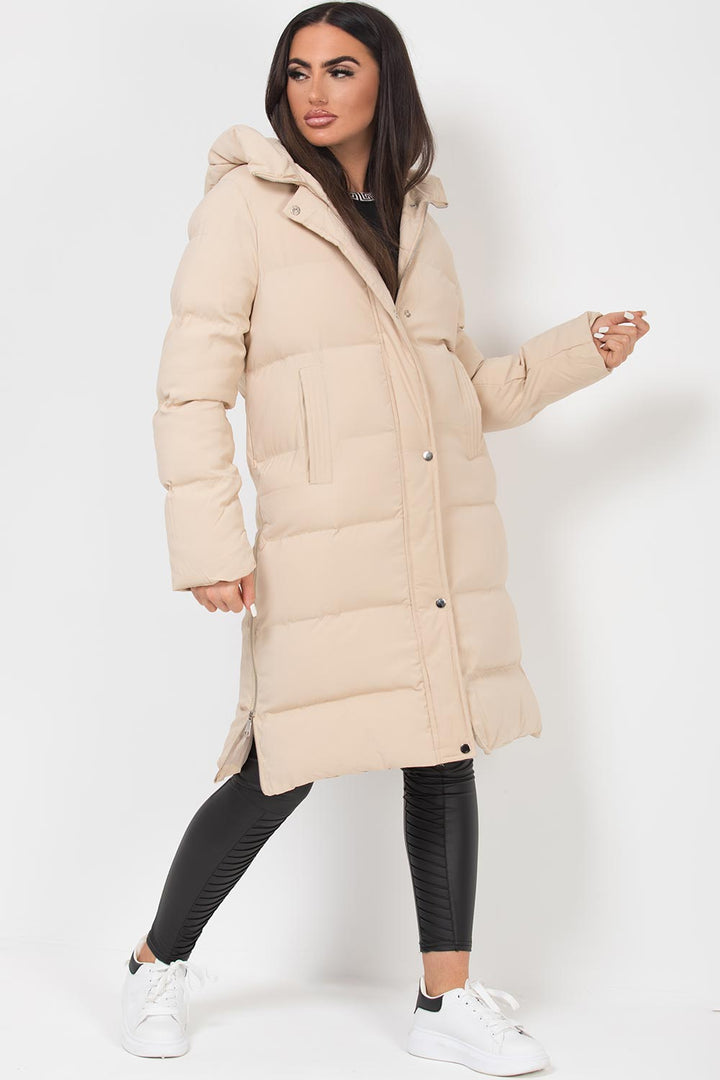 Faelynn | Women’s long puffer coat with side zip