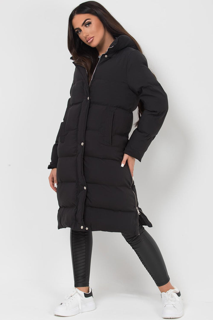Alisanne | Women’s long puffer jacket with side-zip detailing