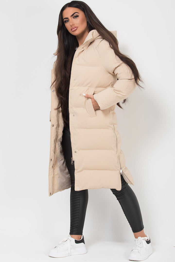 Faelynn | Women’s long puffer coat with side zip