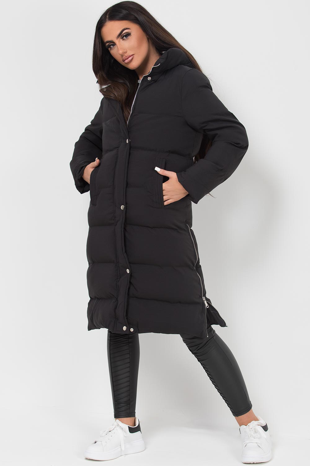 Alisanne | Women’s long puffer jacket with side-zip detailing