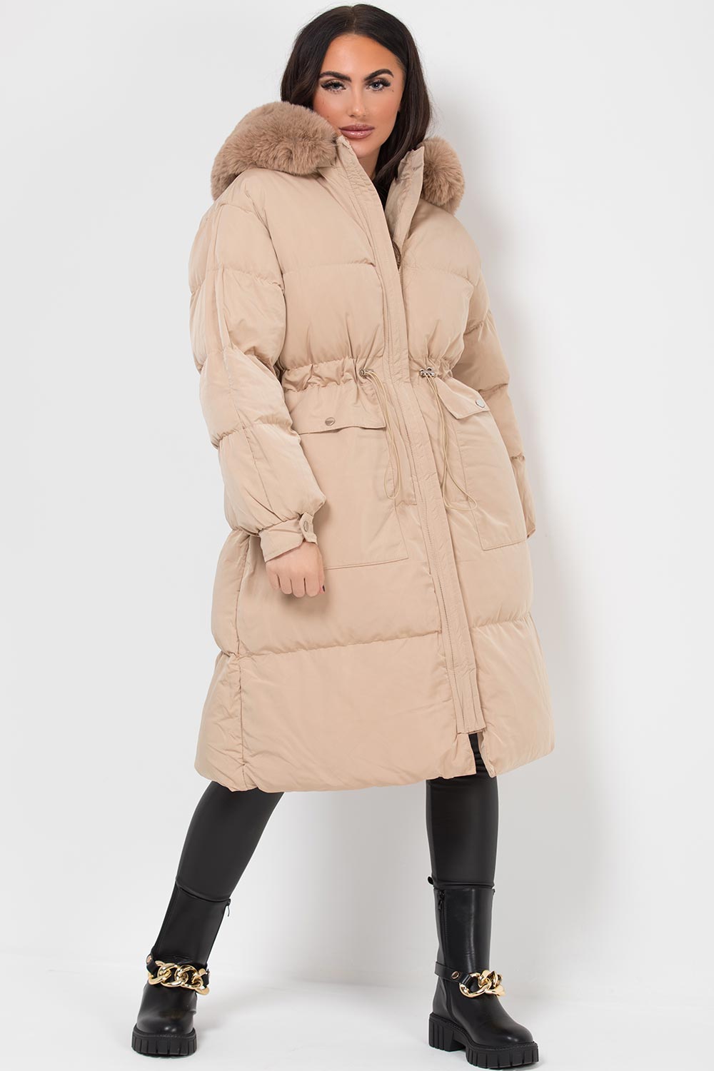 Brixton | Women’s long puffer coat with faux fur hood