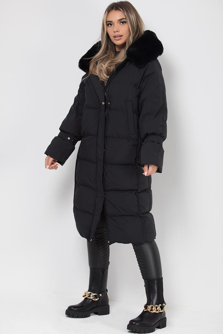 Brynna | Women’s long puffer down coat with faux fur hood