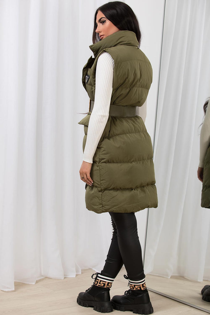 Briara | Women’s long puffer vest with belt