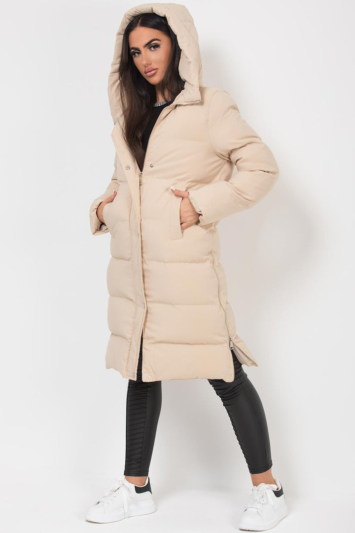 Faelynn | Women’s long puffer coat with side zip
