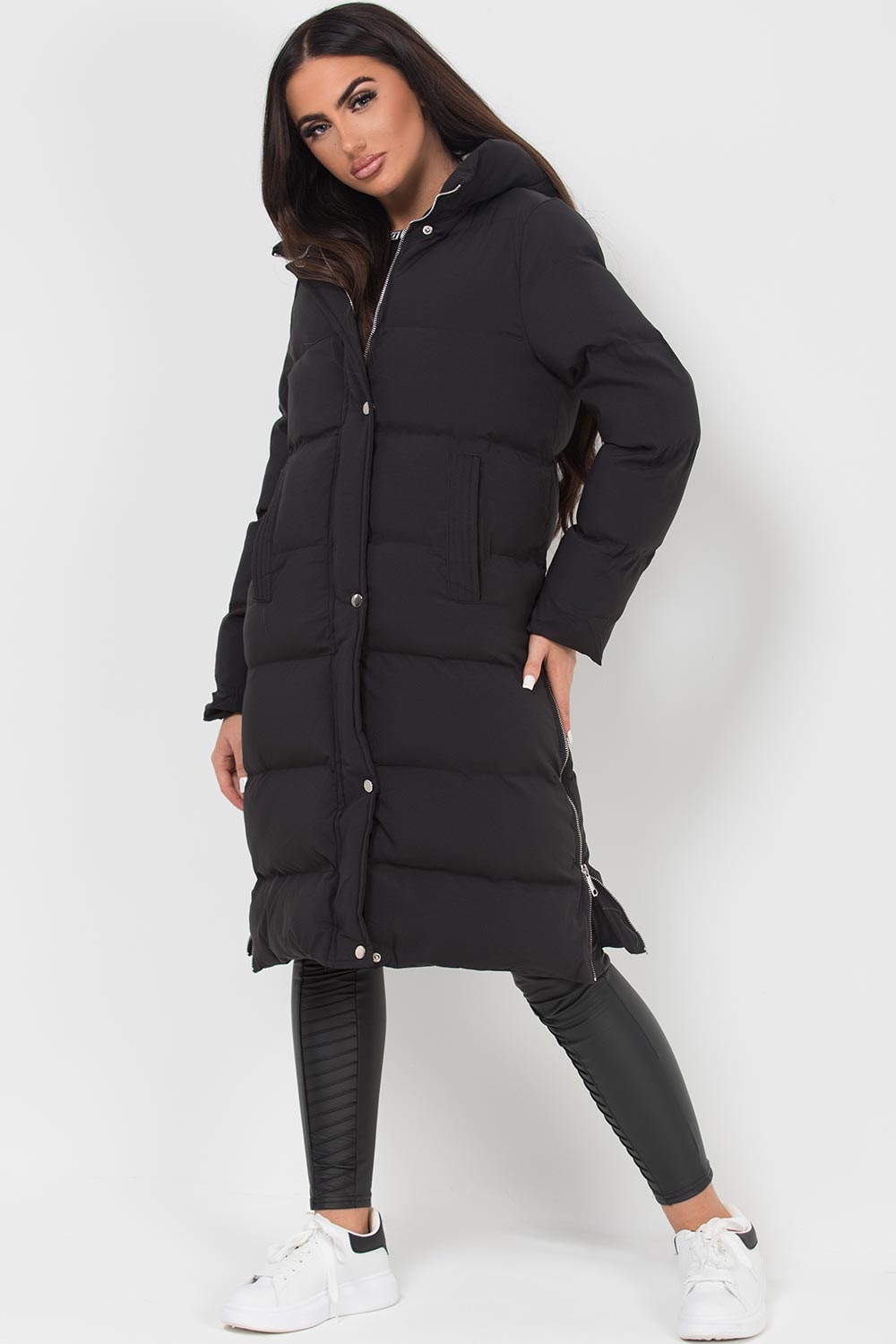 Alisanne | Women’s long puffer jacket with side-zip detailing