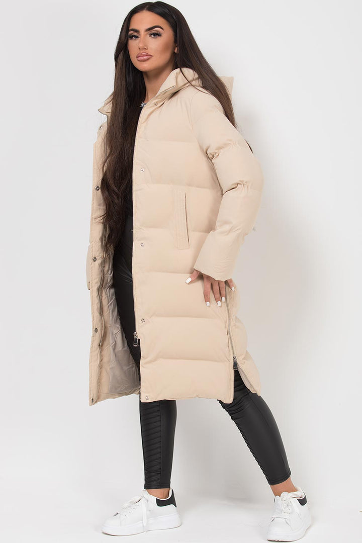 Faelynn | Women’s long puffer coat with side zip