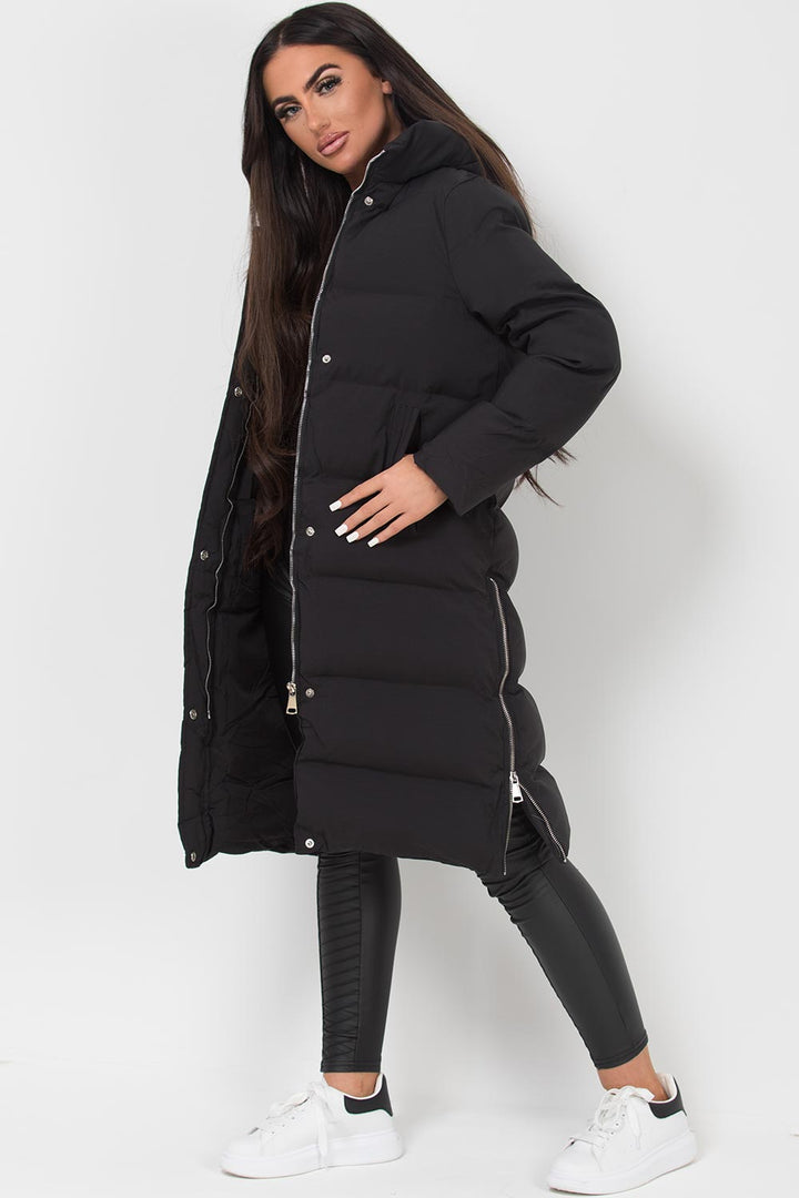 Alisanne | Women’s long puffer jacket with side-zip detailing