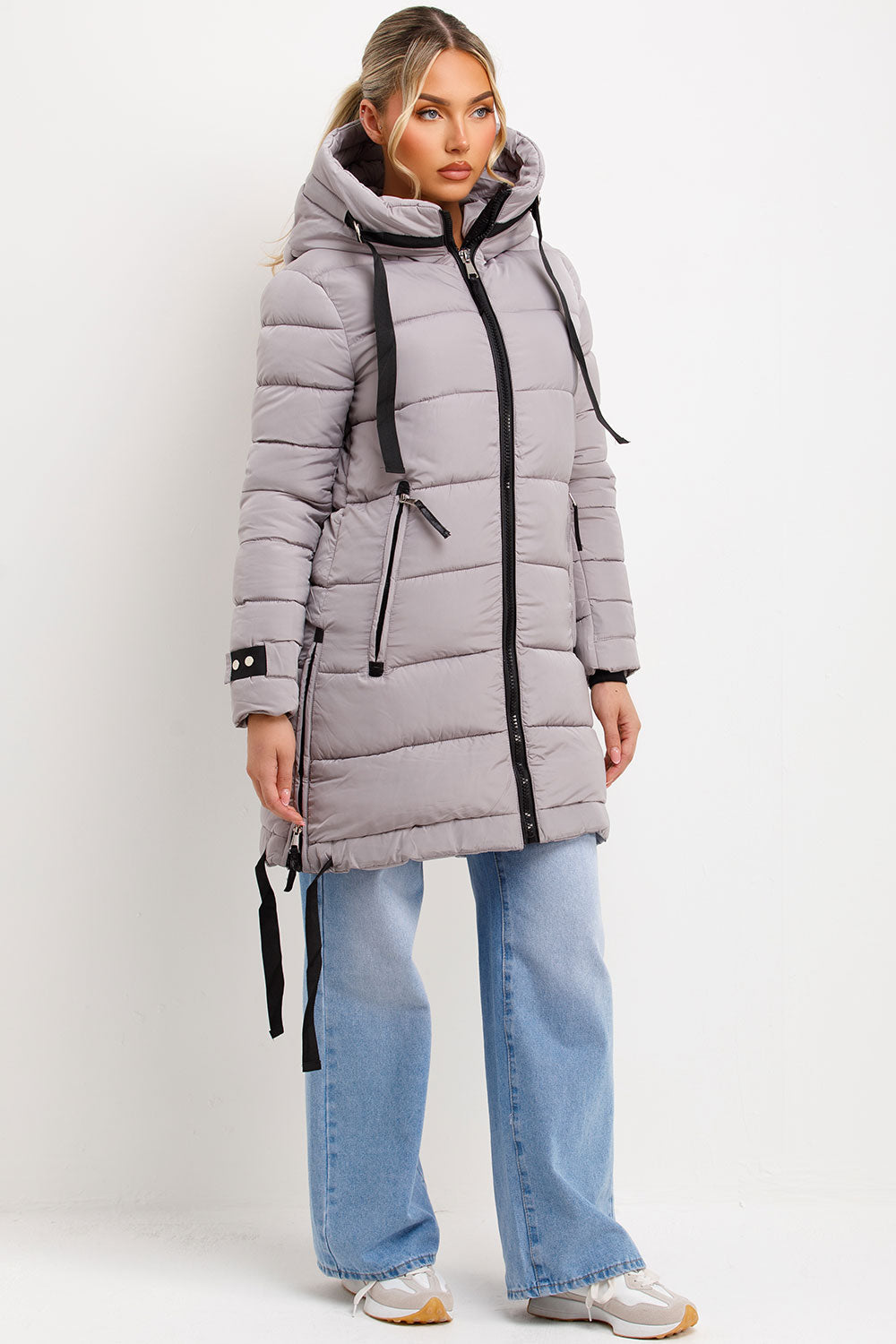 Ambriah | Women’s long puffer coat with hood and side straps