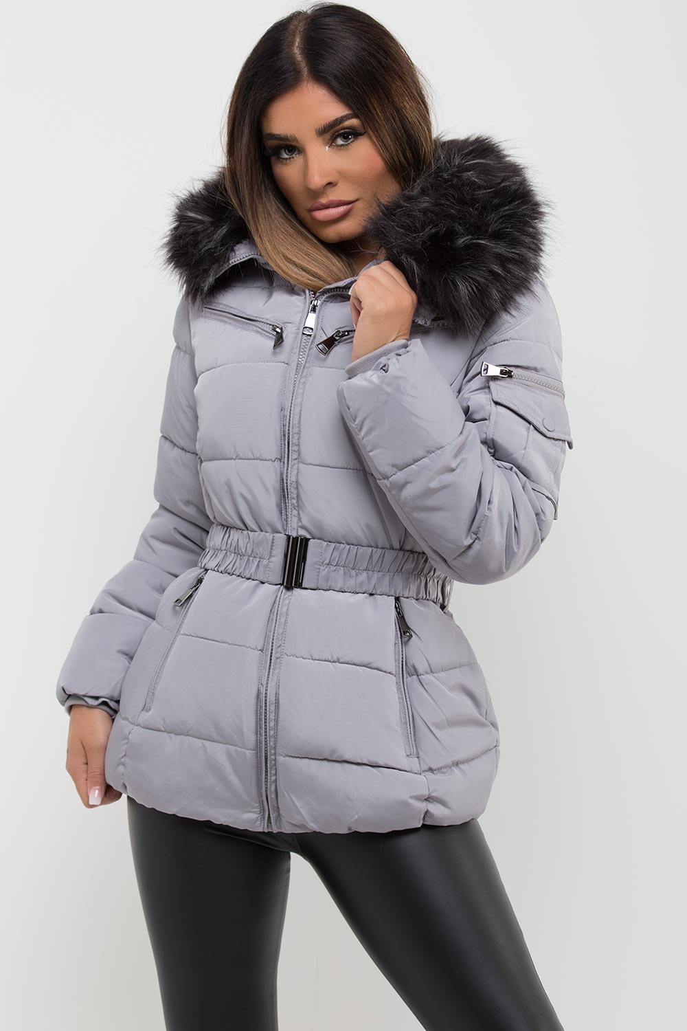 Eliette | Women’s puffer coat with detachable faux fur trim