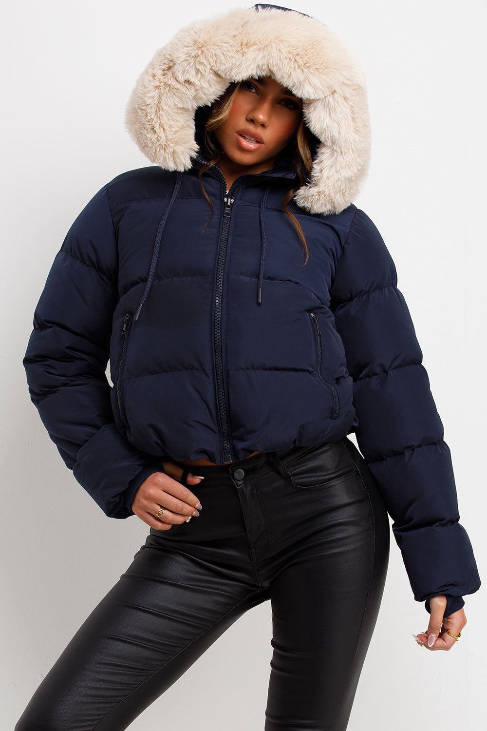 Novalie | Women’s puffer jacket with faux fur hood