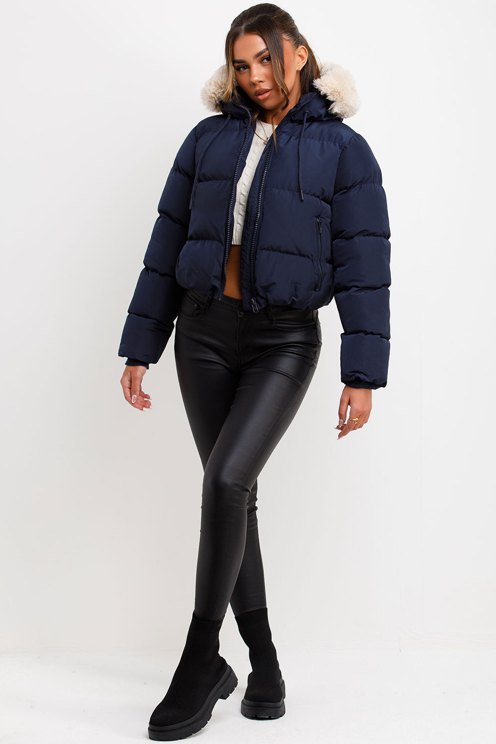 Novalie | Women’s puffer jacket with faux fur hood