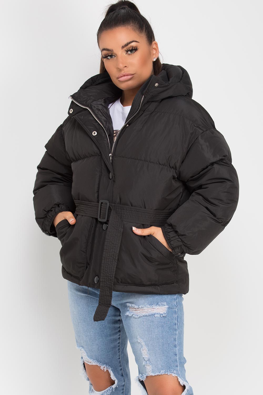 Lyrica | Women’s puffer padded jacket with belt