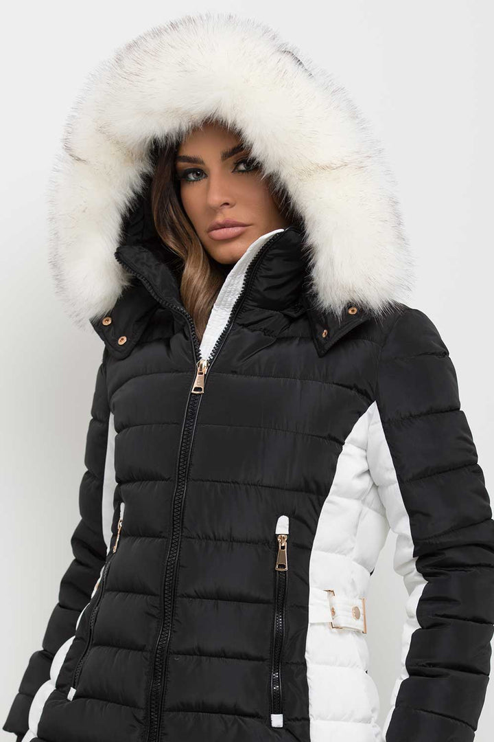 Noella | Women’s puffer jacket with detachable faux fur hood