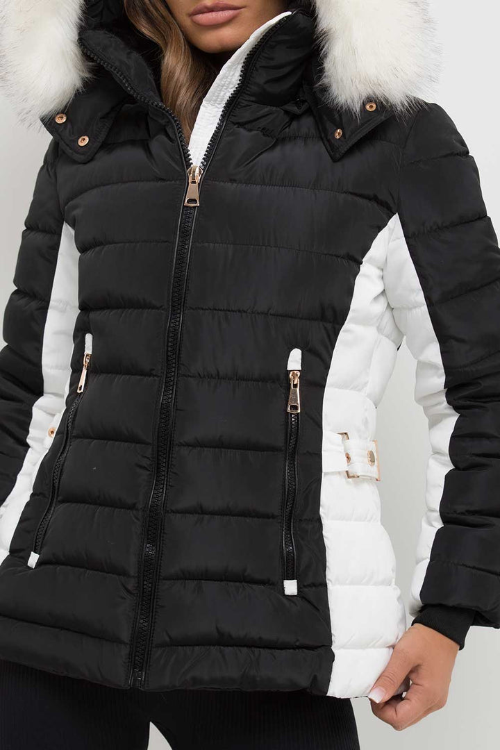 Noella | Women’s puffer jacket with detachable faux fur hood