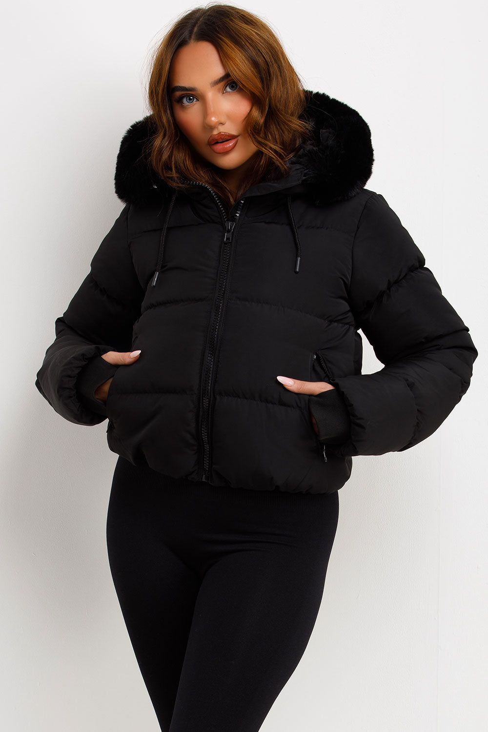 Jaylen | Women’s puffer jacket with faux fur hood