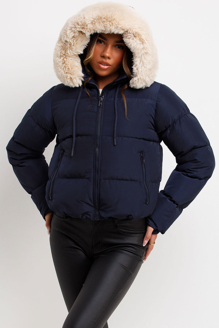 Novalie | Women’s puffer jacket with faux fur hood
