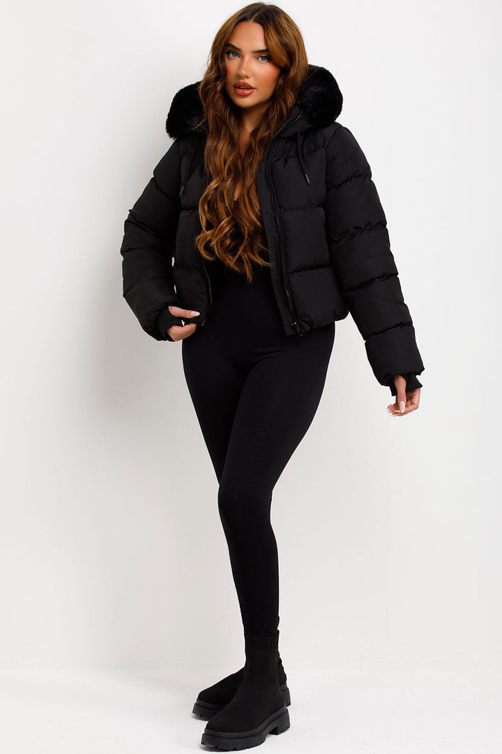 Jaylen | Women’s puffer jacket with faux fur hood