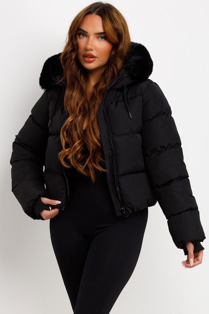 Jaylen | Women’s puffer jacket with faux fur hood