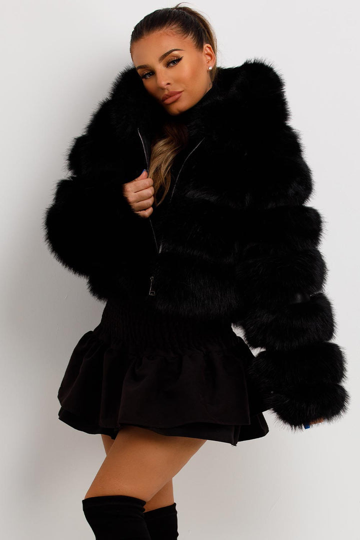 Loretta | Women’s faux fur jacket with hood