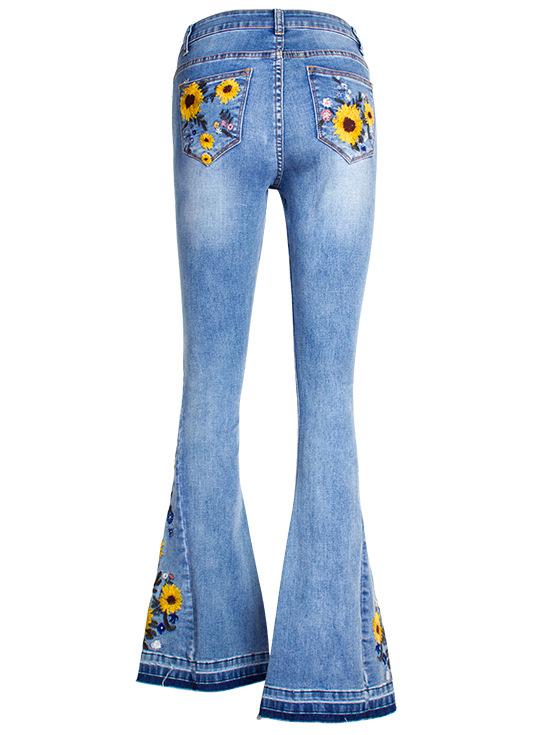 Freya | Women’s flare jeans with embroidered detail and slim fit