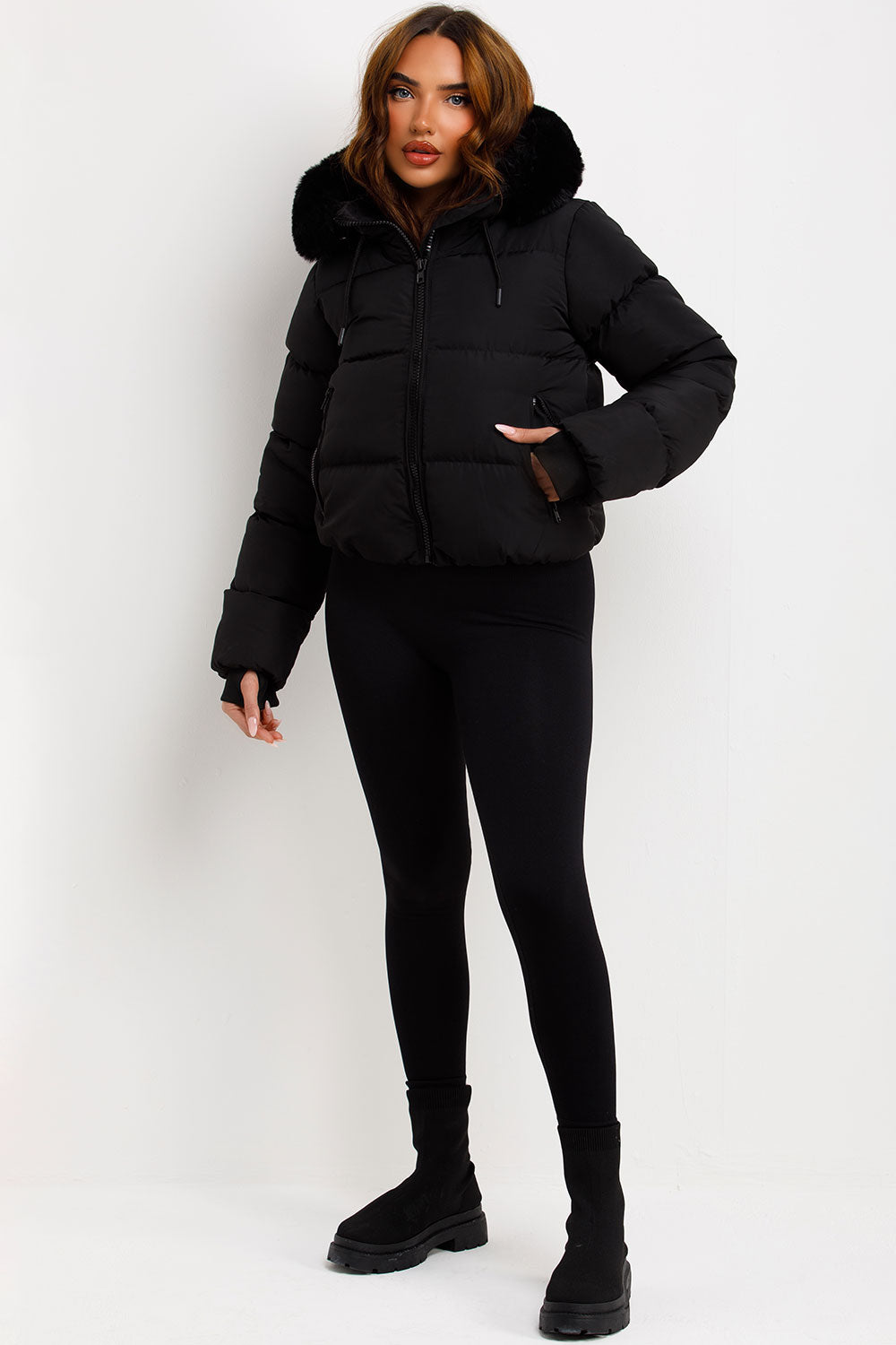 Jaylen | Women’s puffer jacket with faux fur hood