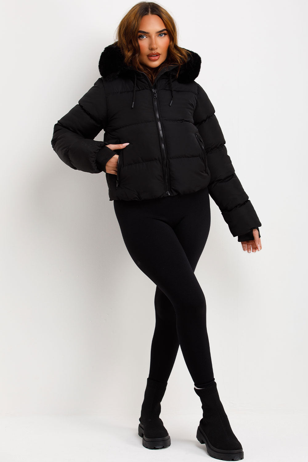 Jaylen | Women’s puffer jacket with faux fur hood