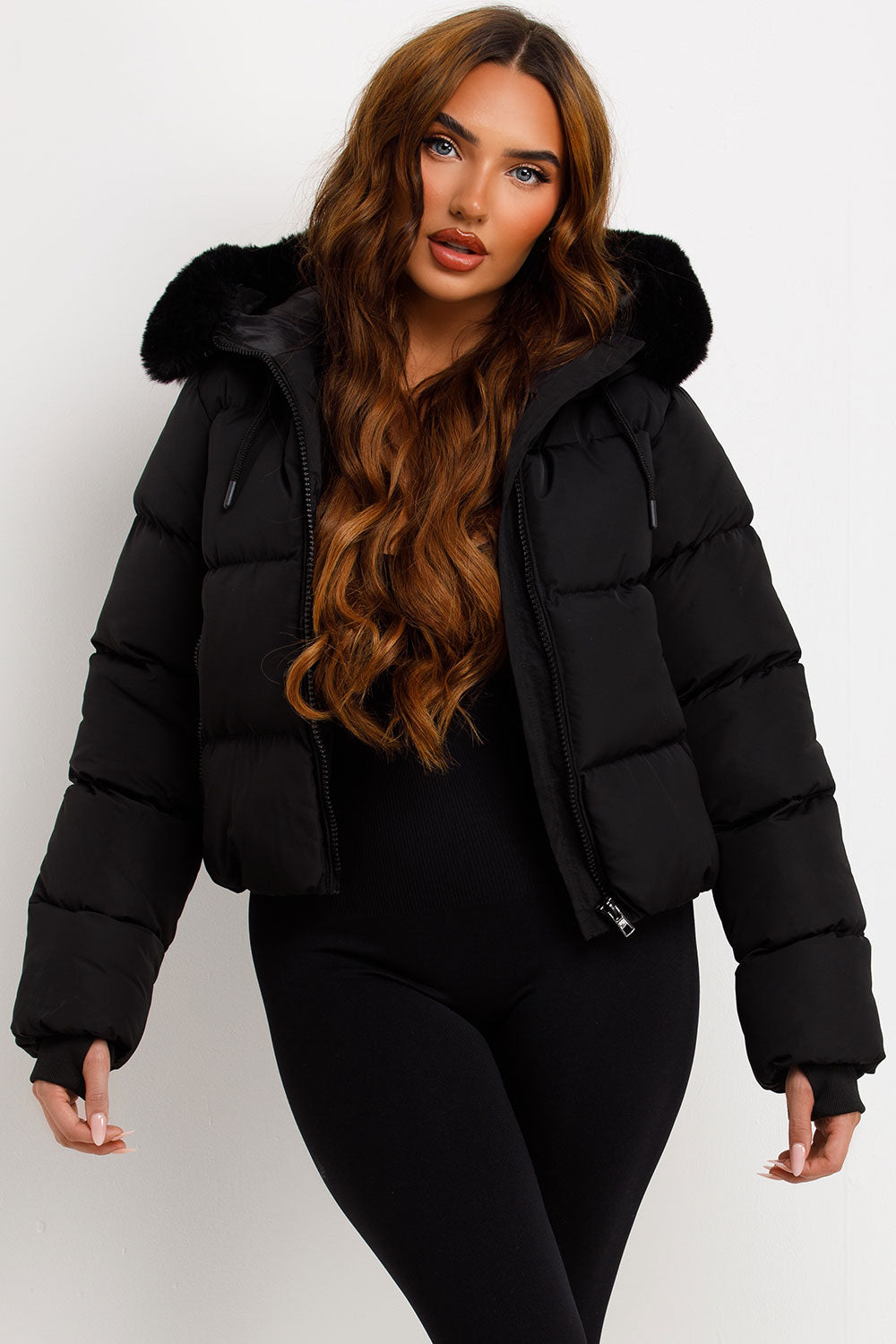 Jaylen | Women’s puffer jacket with faux fur hood