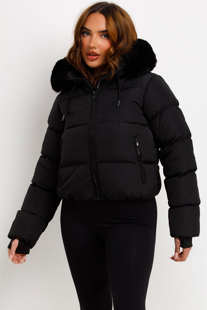 Jaylen | Women’s puffer jacket with faux fur hood