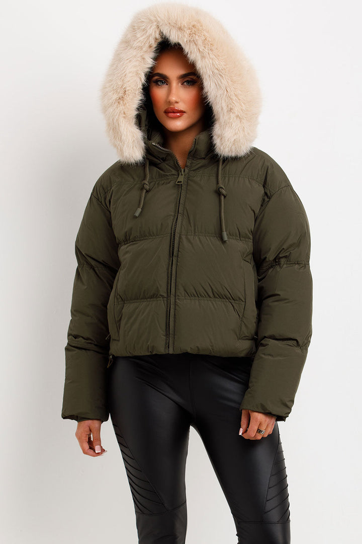 Aven | Women’s puffer jacket with faux fur hood