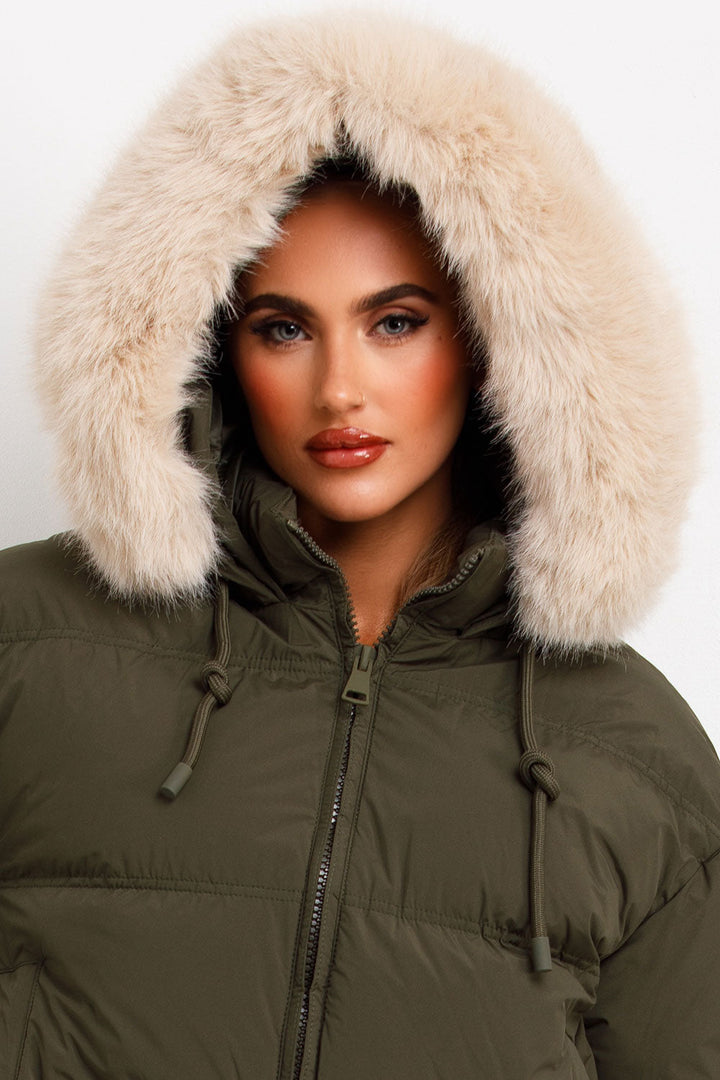 Aven | Women’s puffer jacket with faux fur hood