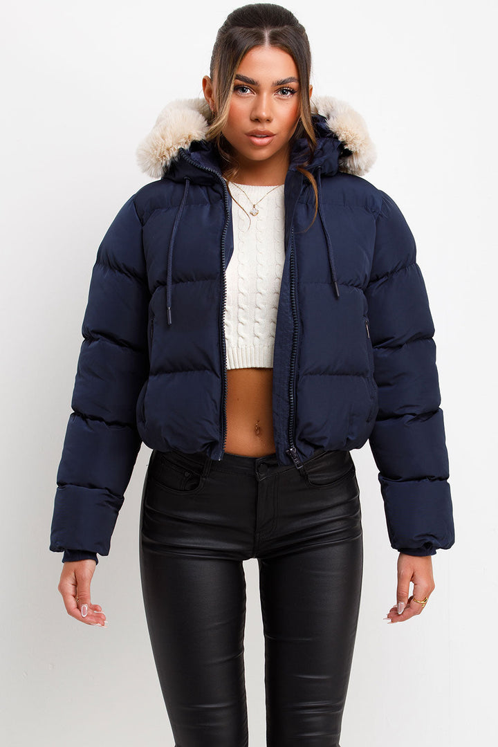 Novalie | Women’s puffer jacket with faux fur hood