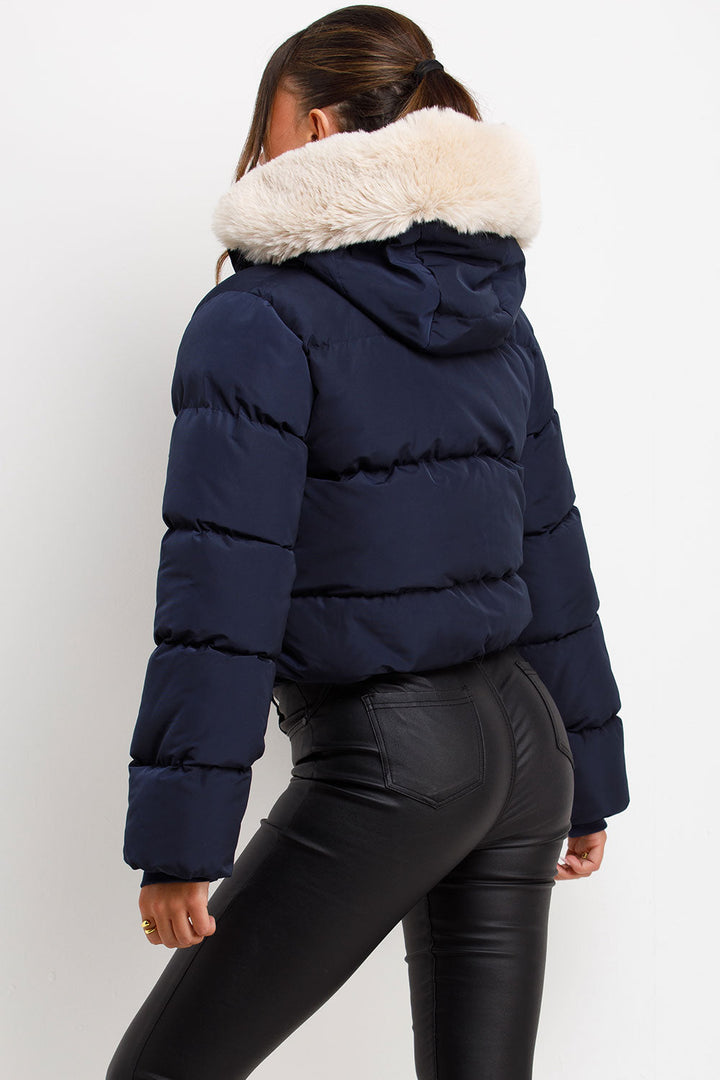 Novalie | Women’s puffer jacket with faux fur hood