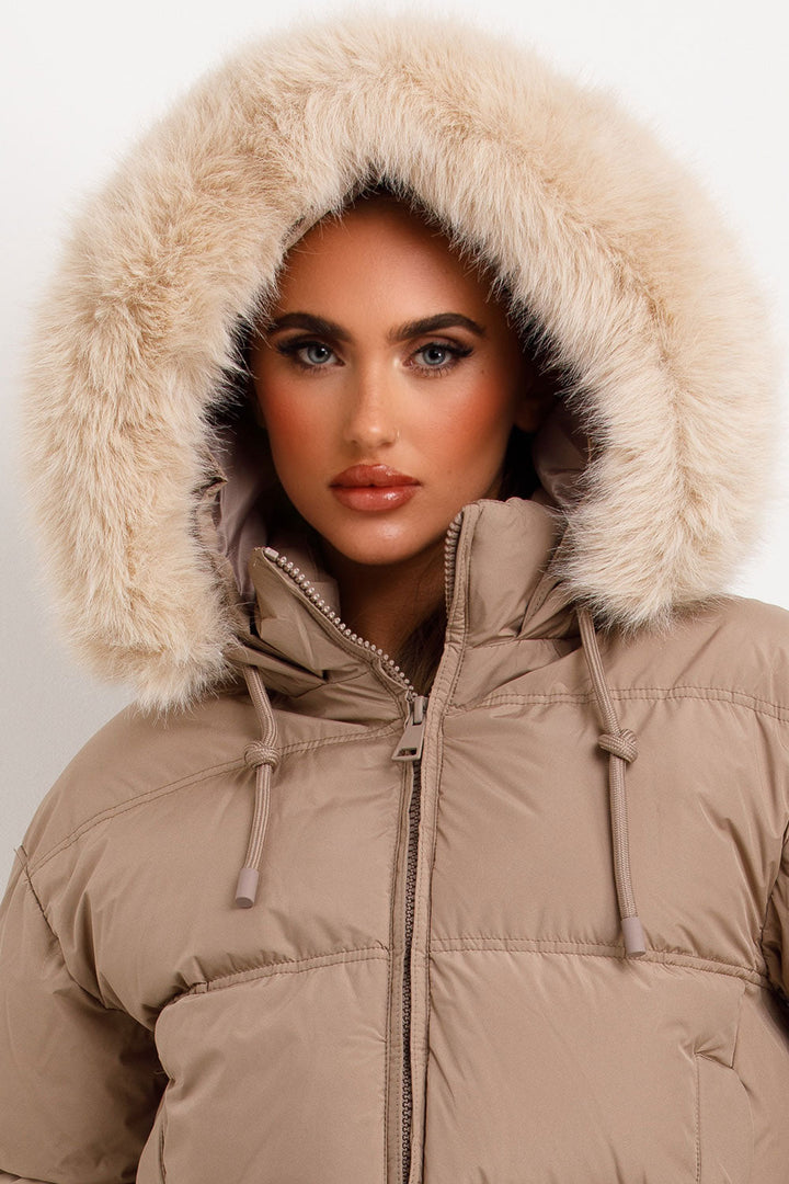 Casselyn | Women’s puffer jacket with faux fur hood
