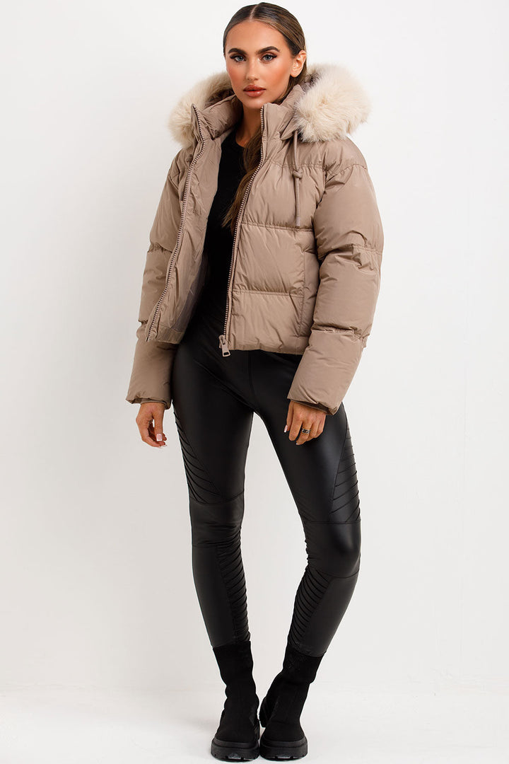 Casselyn | Women’s puffer jacket with faux fur hood