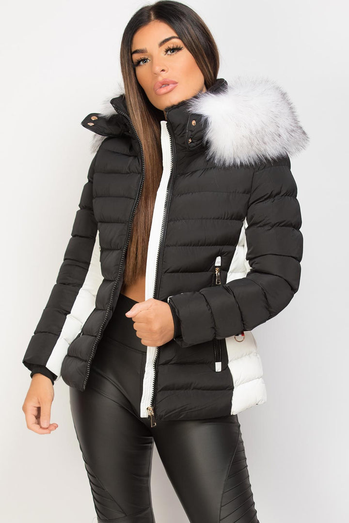 Noella | Women’s puffer jacket with detachable faux fur hood