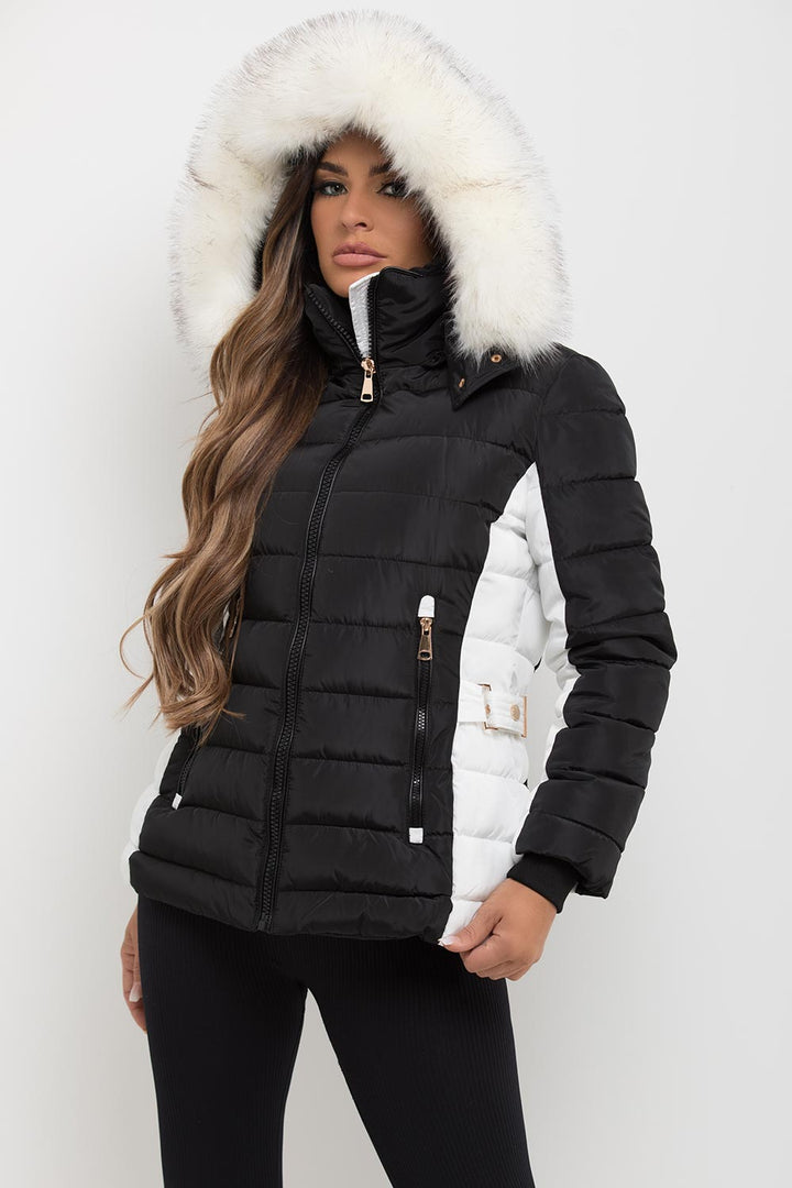 Noella | Women’s puffer jacket with detachable faux fur hood