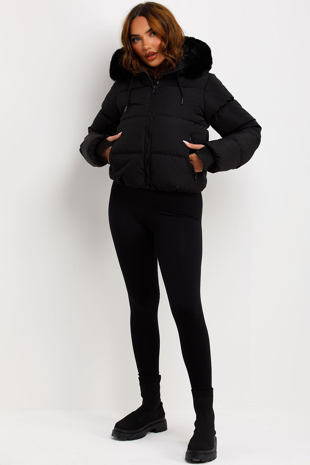 Jaylen | Women’s puffer jacket with faux fur hood