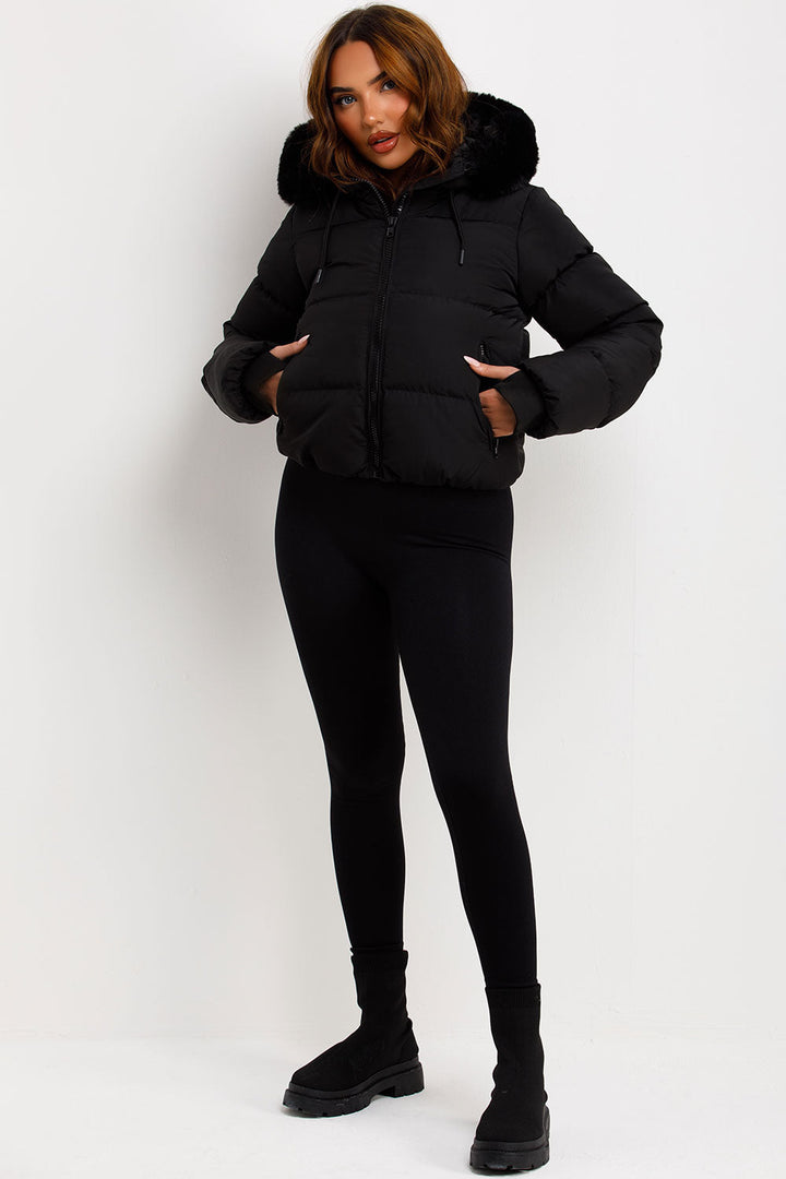 Jaylen | Women’s puffer jacket with faux fur hood