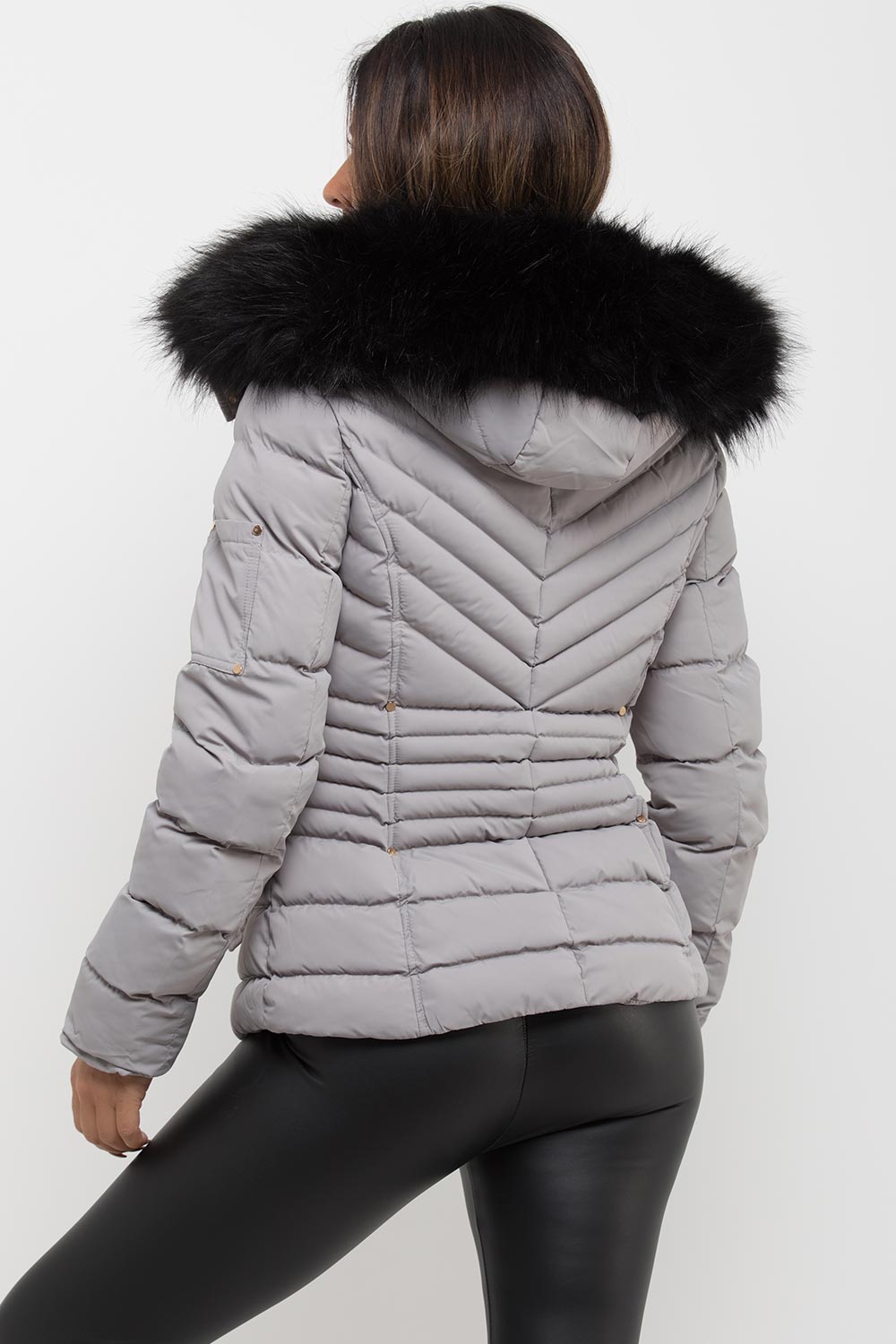 Ellarose | Women’s puffer coat with faux fur hood