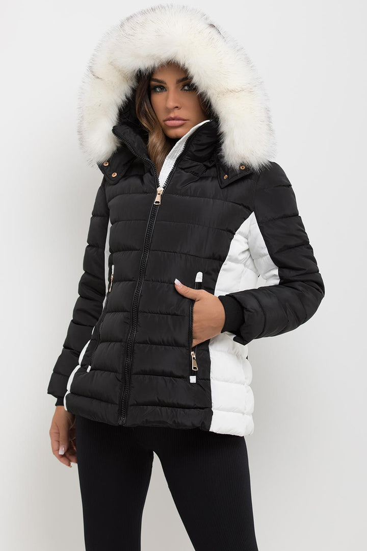 Noella | Women’s puffer jacket with detachable faux fur hood